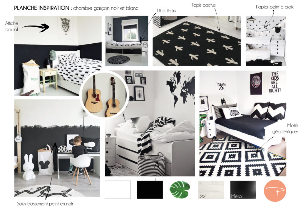 Une chambre de garçon en noir et blanc - Pellmell Déco