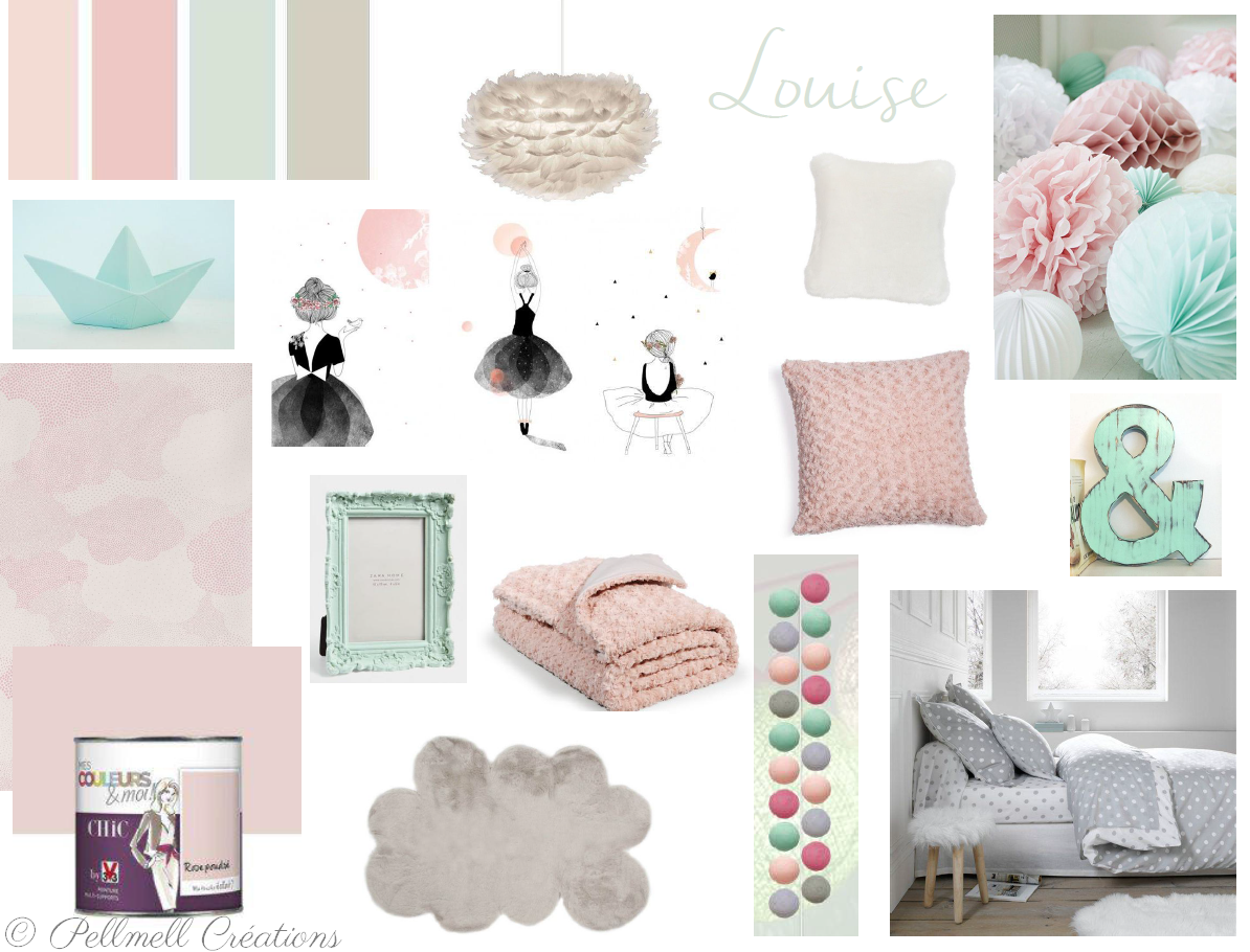 Une chambre d'enfant rose poudré et mint - Pellmell Déco