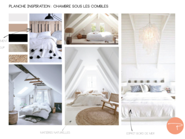 Planche d'inspiration d'une chambre sous comble avec tête de lit en palettes