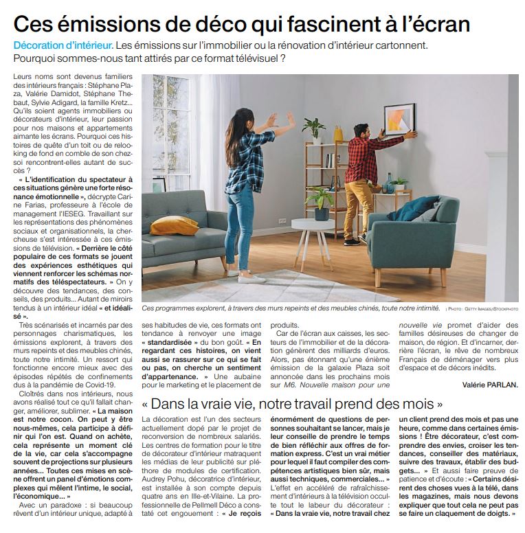 Interview avec Ouest France sur les émissions déco