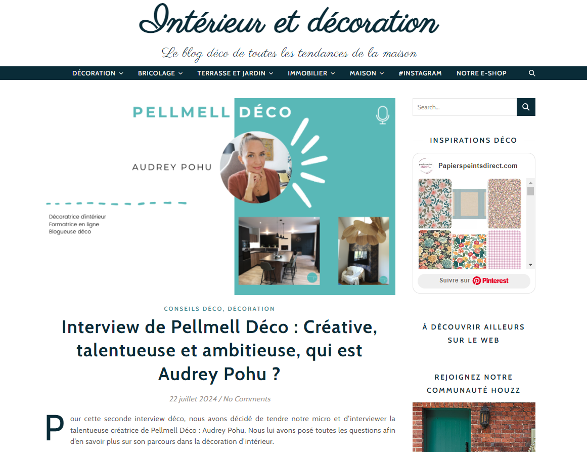 Interview d'Audrey Pohu de Pellmell Déco pour Papierspeintsdirect