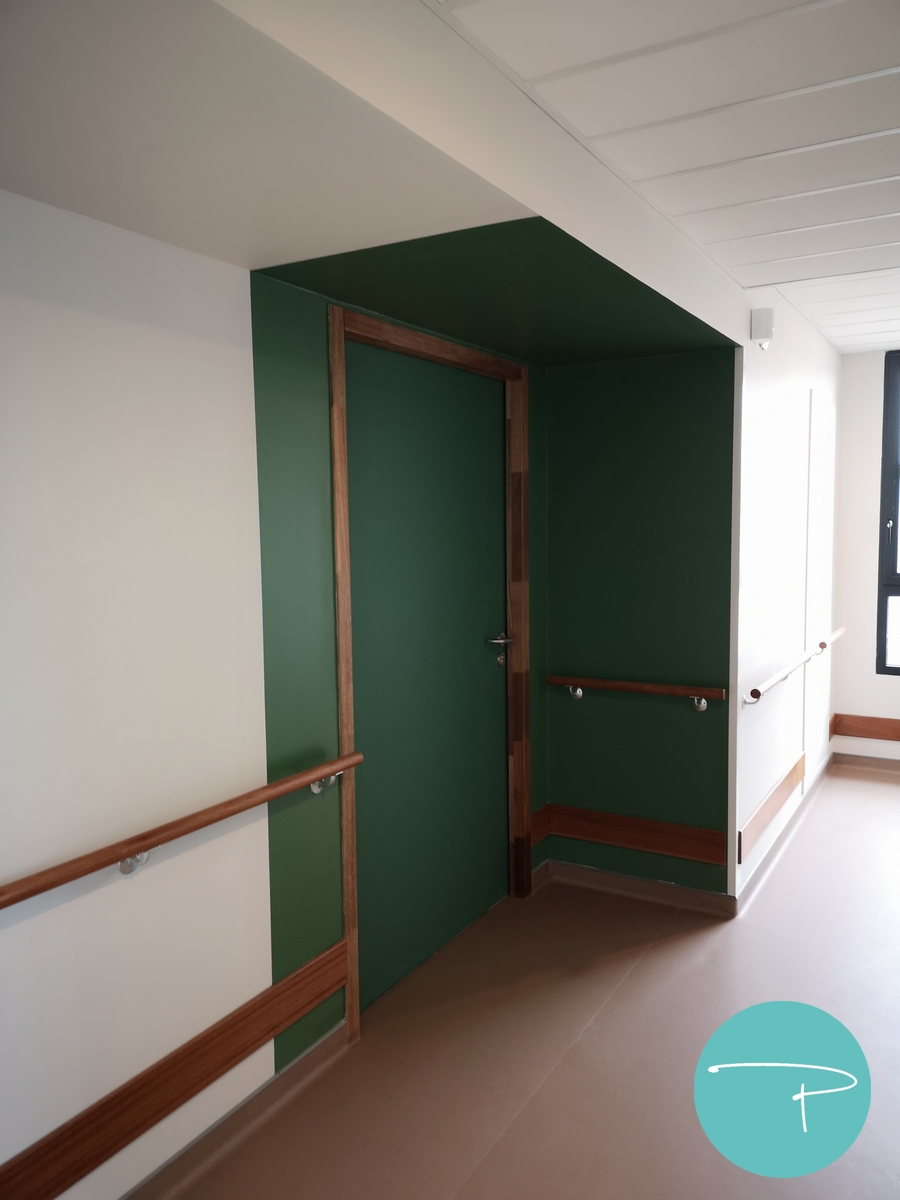 Choix de la polychromie de l'EHPAD - Entrée de chambres des résidents bleu