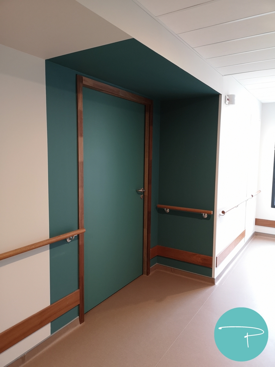Choix de la polychromie de l'EHPAD - Entrée de chambres des résidents bleu