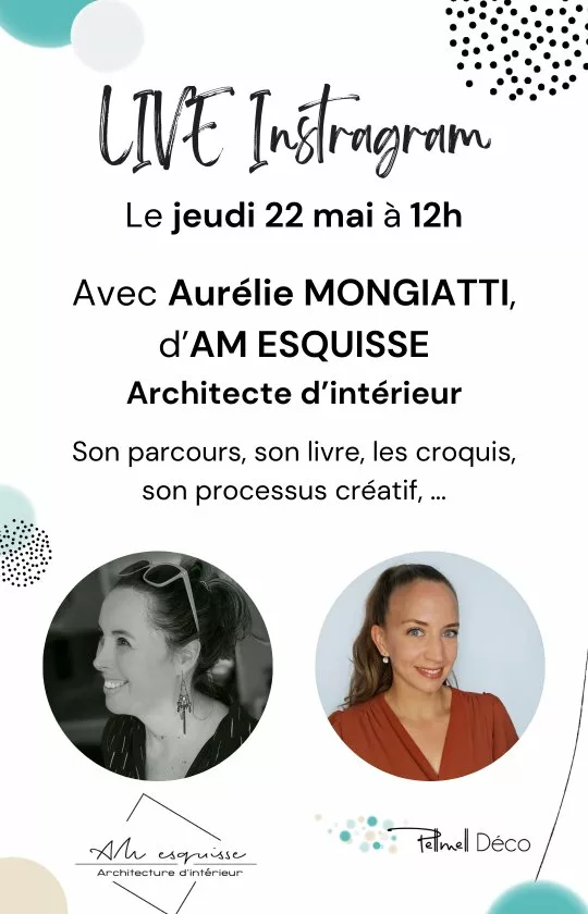 Le replay du live Instagram avec Aurélie Mongiatti d'@amesquisse, du jeudi 22 mai 2025 est disponible !

Encore un grand merci à Aurélie pour ce passionnant échange sur son parcours, son métier d'architecte d'intérieur et son livre sur les croquis ! 🙏

#entreprendre #passiondeco #secretdeco #passiondecorationdinterieure #deco #decorationinterieure #interiordesign #decoration  #decoratrice #decorationdinterieur #entrepreneuse #entrepreneusescreatives